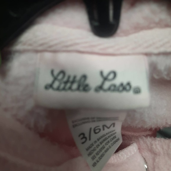 Little Lass Pink Snap front soft fleece Ribbon Kitty cat hood  3/6M - Picture 3 of 5